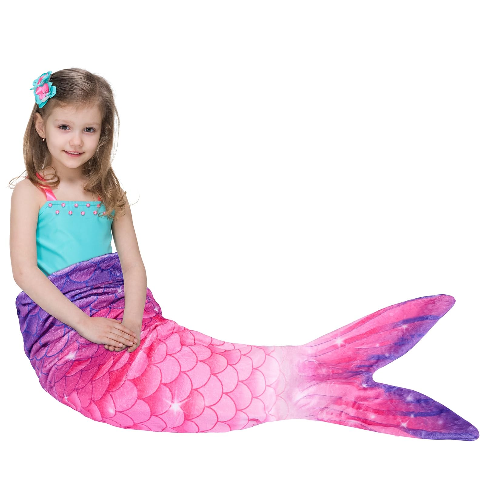 Wernnsai Mermaid Tail Blanket - Mermaid Wearable Blankets For Kids Girls Soft Flannel Mermaid Scale Sleeping Bags All Seasons Sn